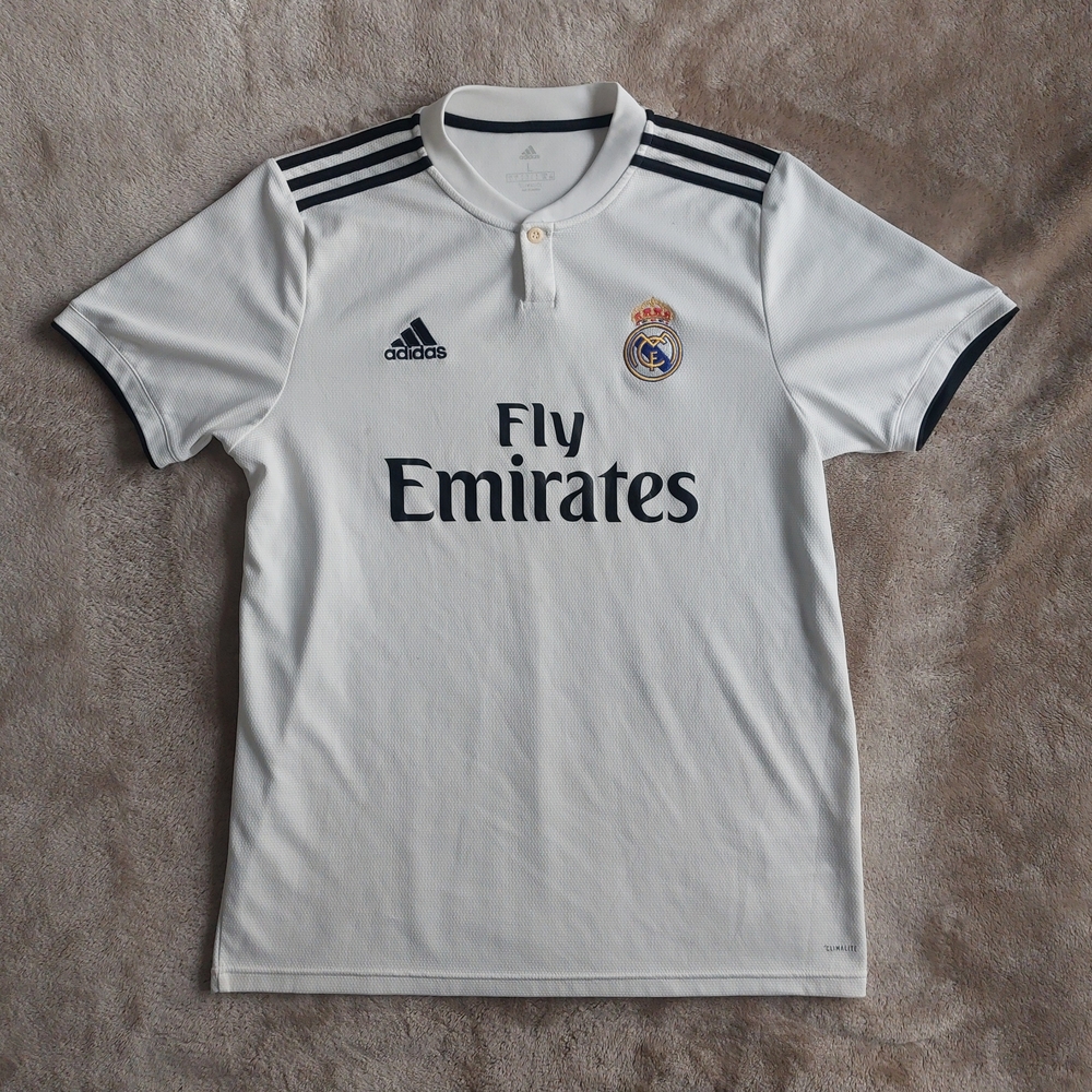 Adidas Climalite Real Madrid 2018-19 Men's White Black No Name Home Jersey | L